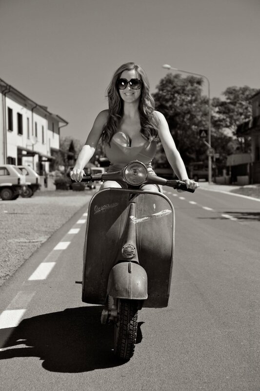 Woman on a scooter