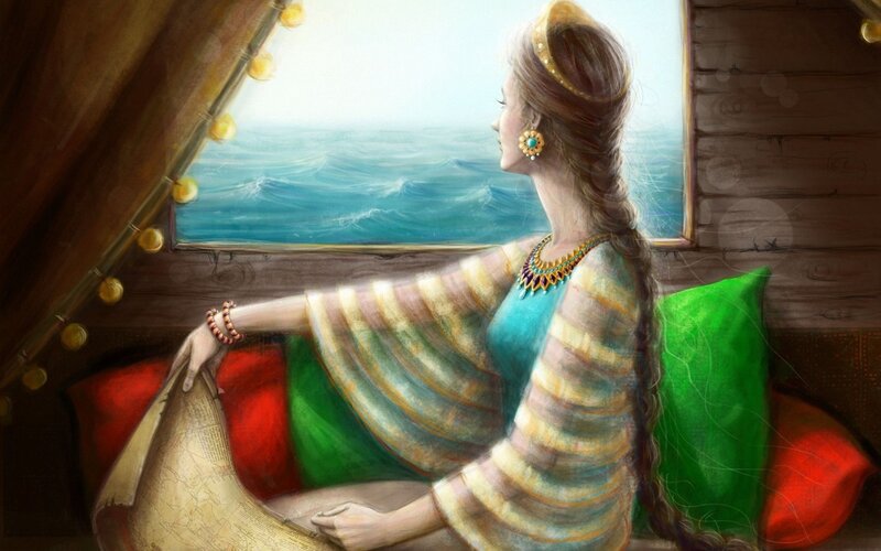 Woman on a Ship — Blue