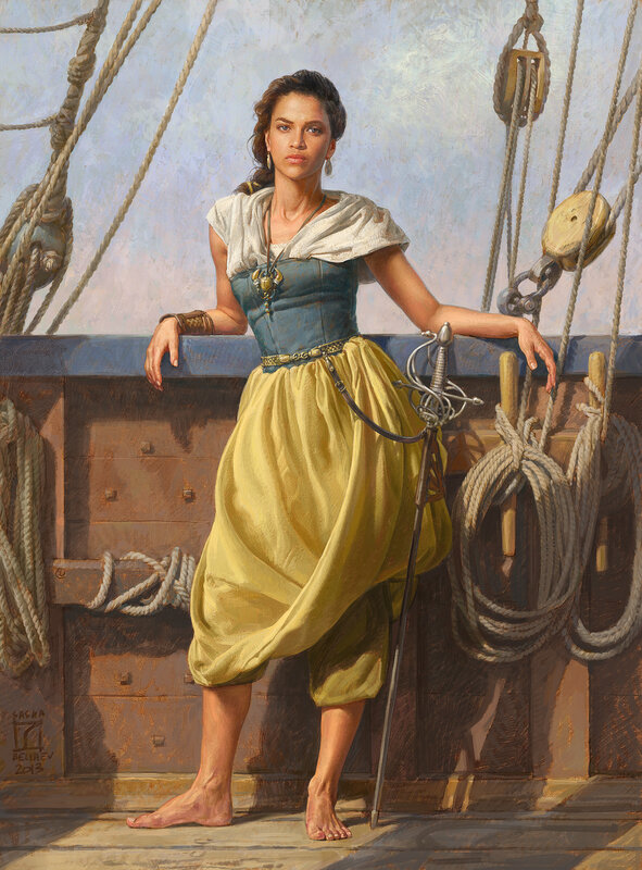 Woman on a Ship Deck — Yellow