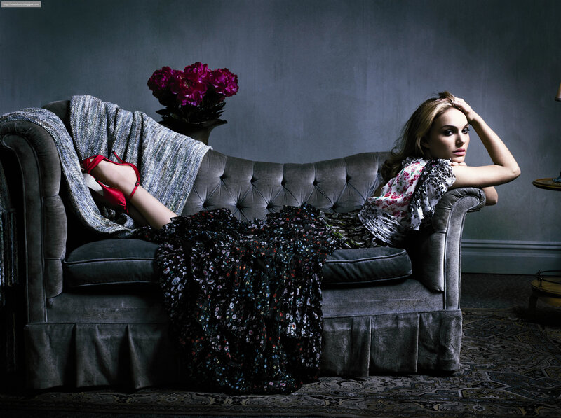 woman on a sofa with flowers