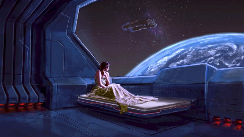 Woman on a Space Station