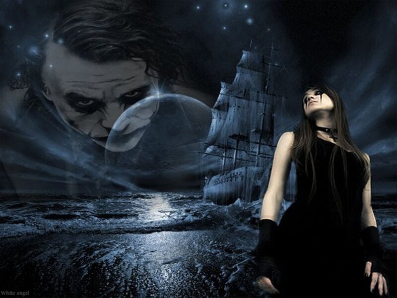 Woman on a Stormy Shore — Black