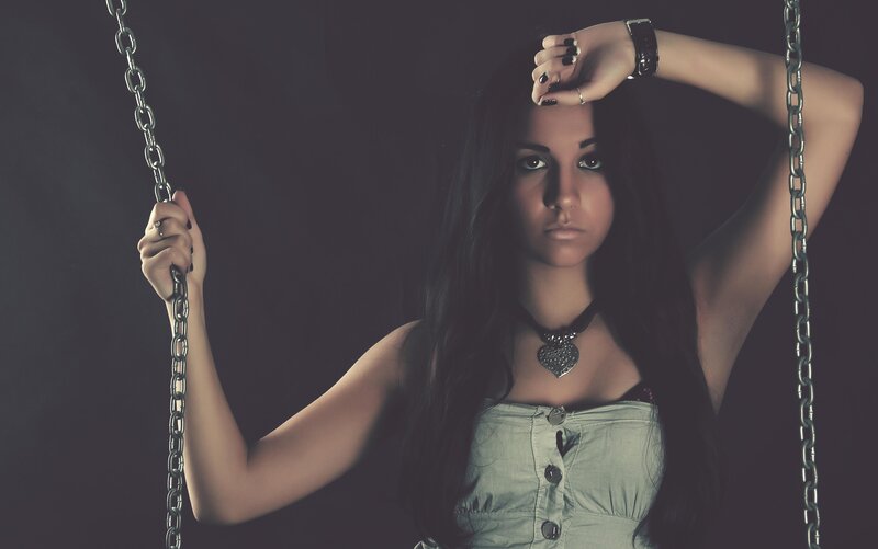 Woman on a Swing — Black, Dramatic, Photograph