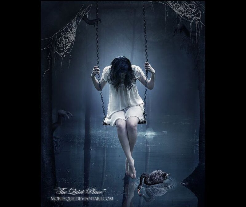 Woman on a Swing — Blue, Dark