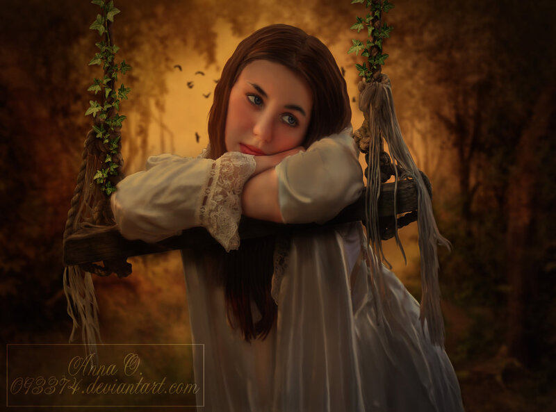 Woman on a Swing — Brown, Serene