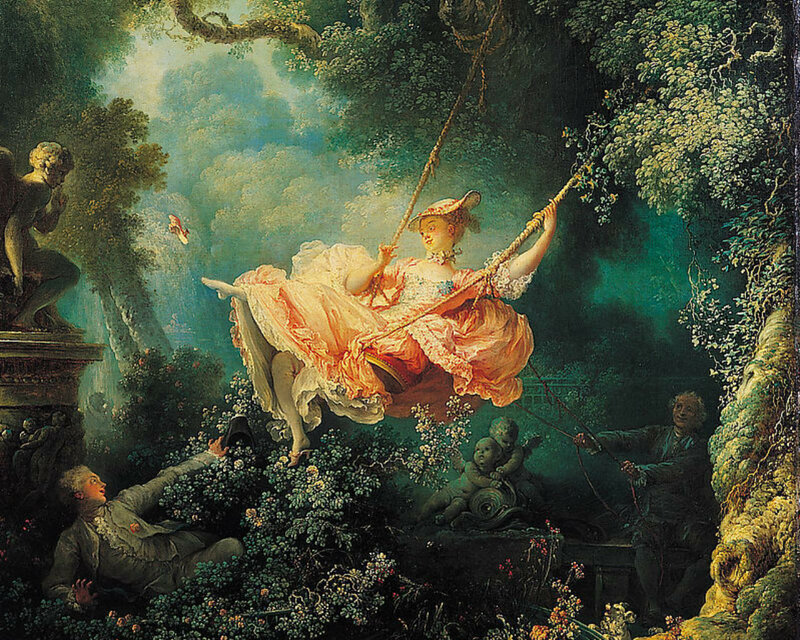 Woman on a Swing — Green, Serene, Afternoon, Painting