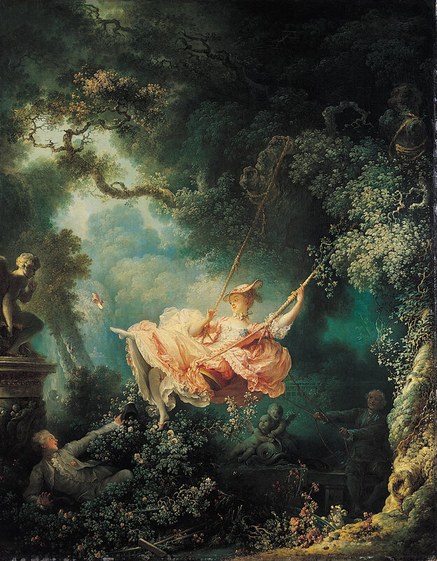 Woman on a Swing in a Garden