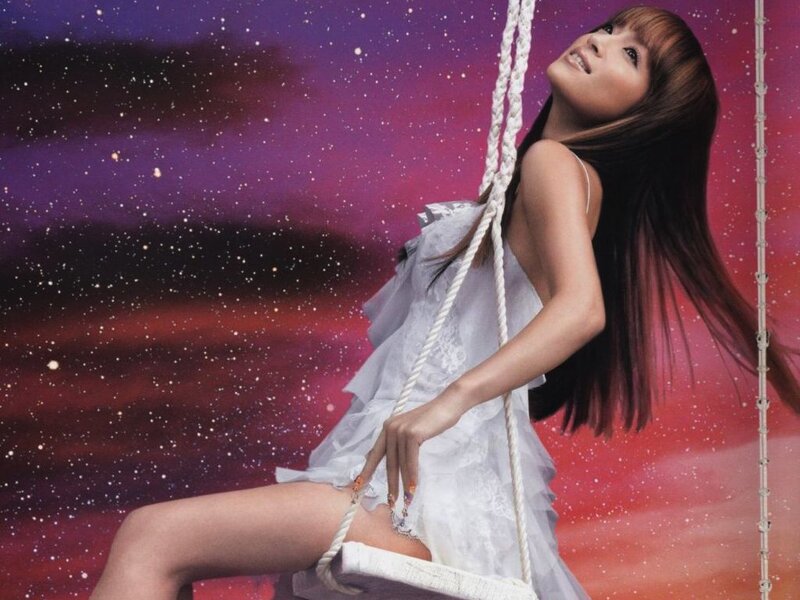 woman on a swing in space
