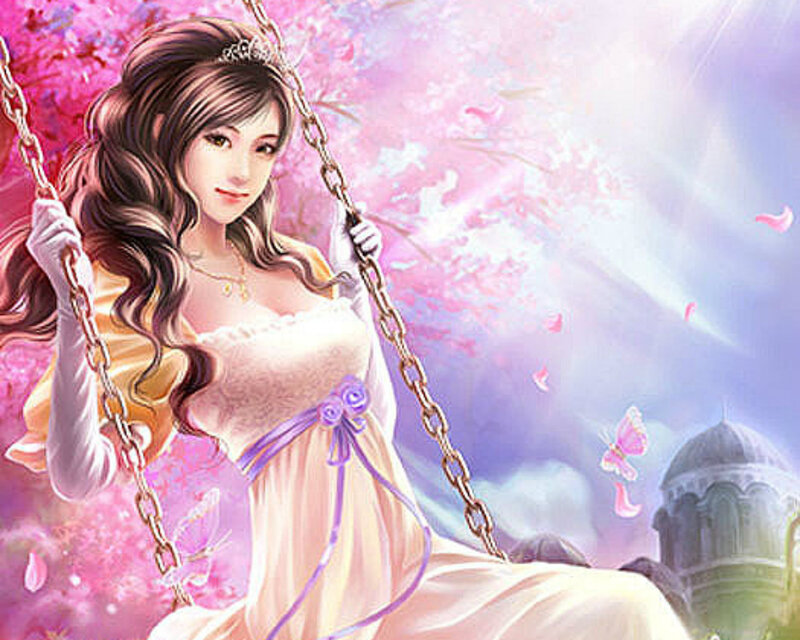 Woman on a Swing — Pink, Serene, Spring