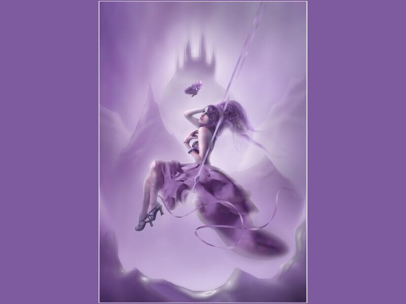 Woman on a Swing — Purple, Dreamy