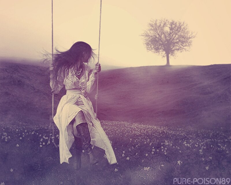 Woman on a Swing — Purple, Melancholic