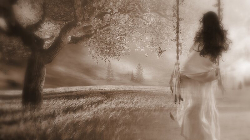 Woman on a Swing — Sepia