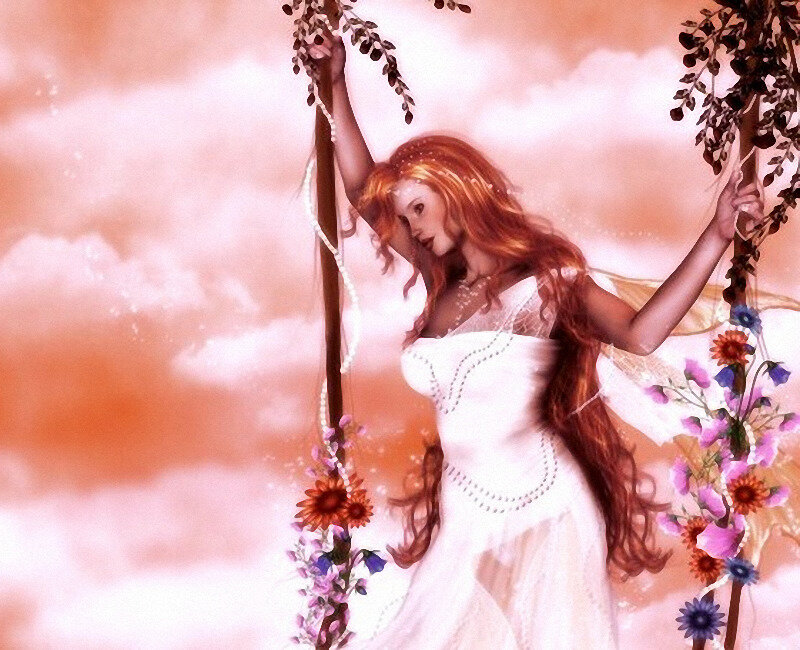 Woman on a Swing — White, Serene