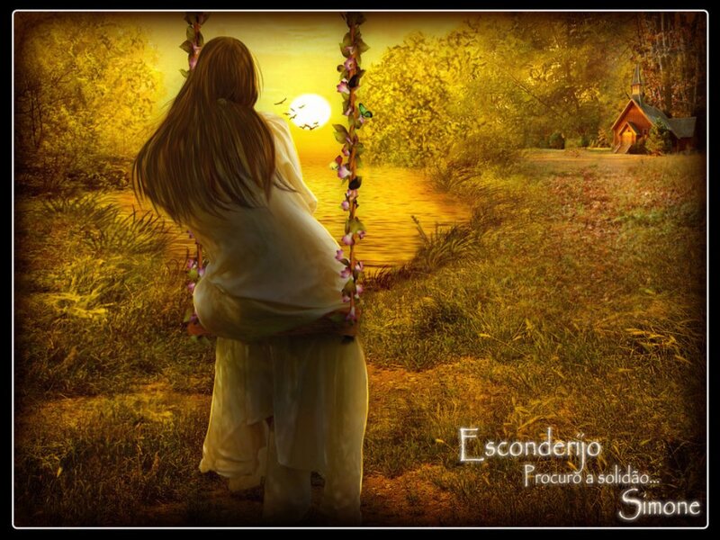Woman on a Swing — Yellow, Serene, Sunset