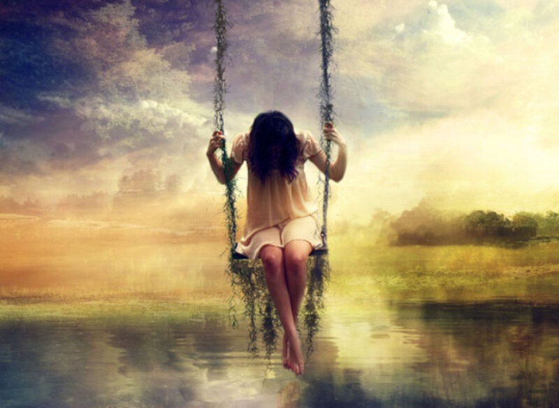 Woman on a Swing — Yellow