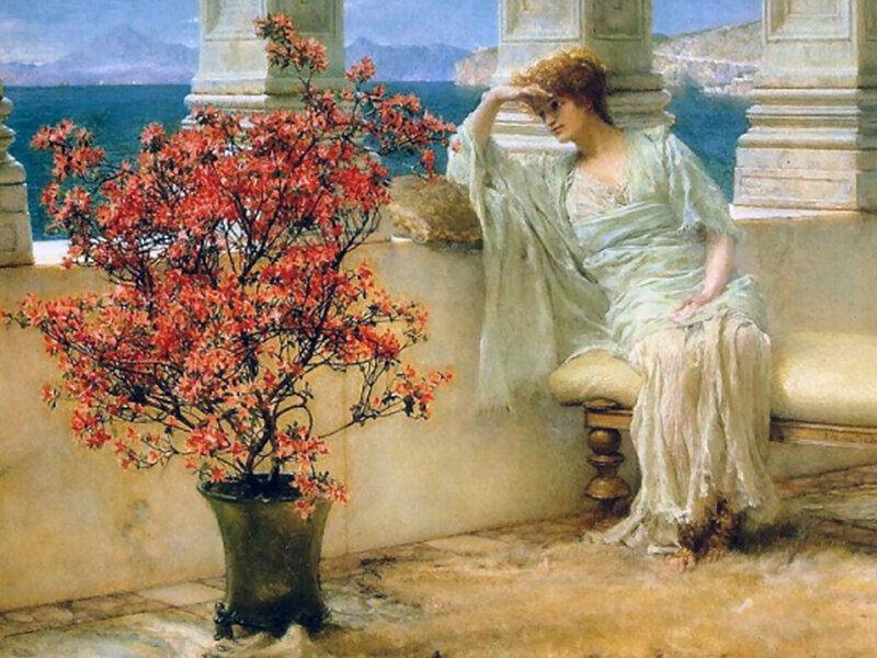 Woman on a Terrace — Red