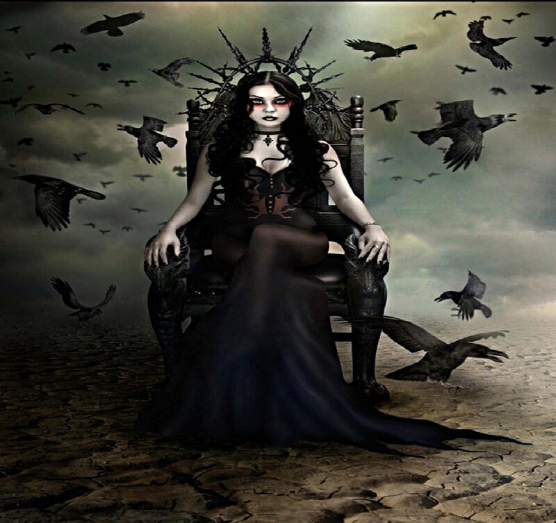 Woman on a Throne — Black, Dramatic, Digital Art