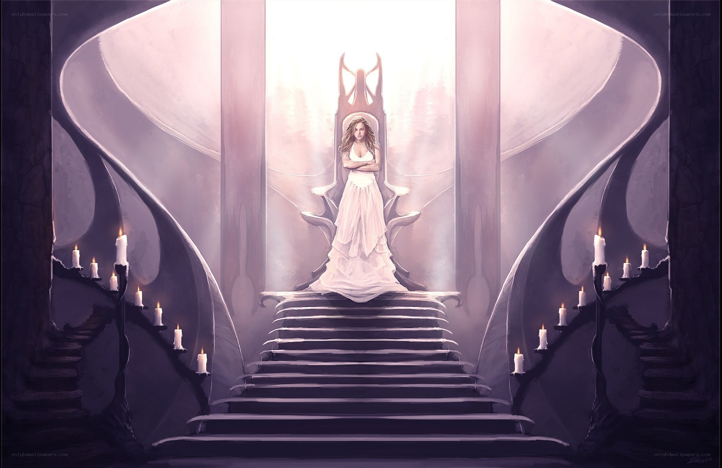 woman on a throne in a castle