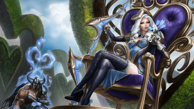Woman on a Throne — Purple, Dramatic, Digital Art