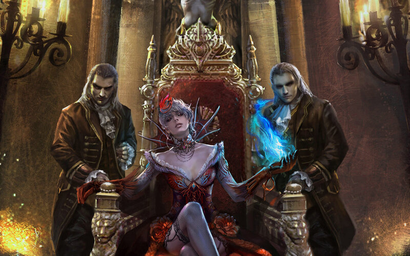 Woman on a Throne — Red, Dramatic