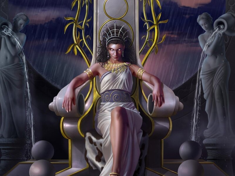 Woman on a Throne — White, Dramatic