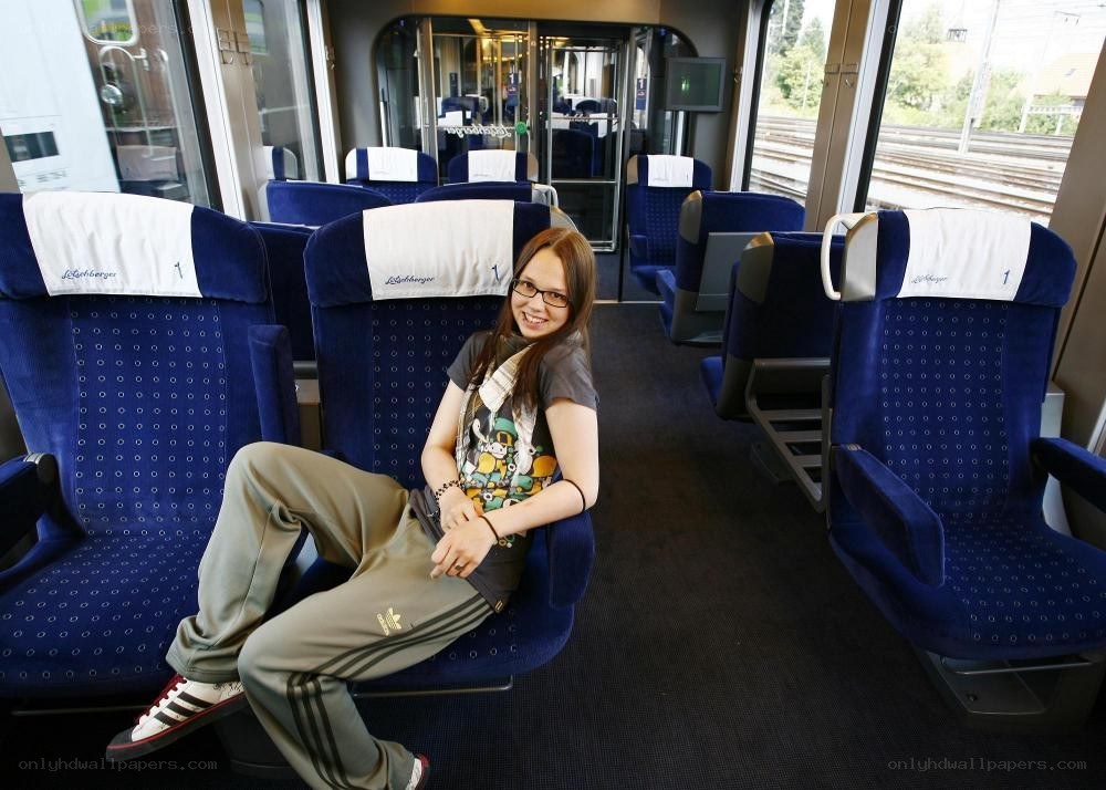 Woman on a train
