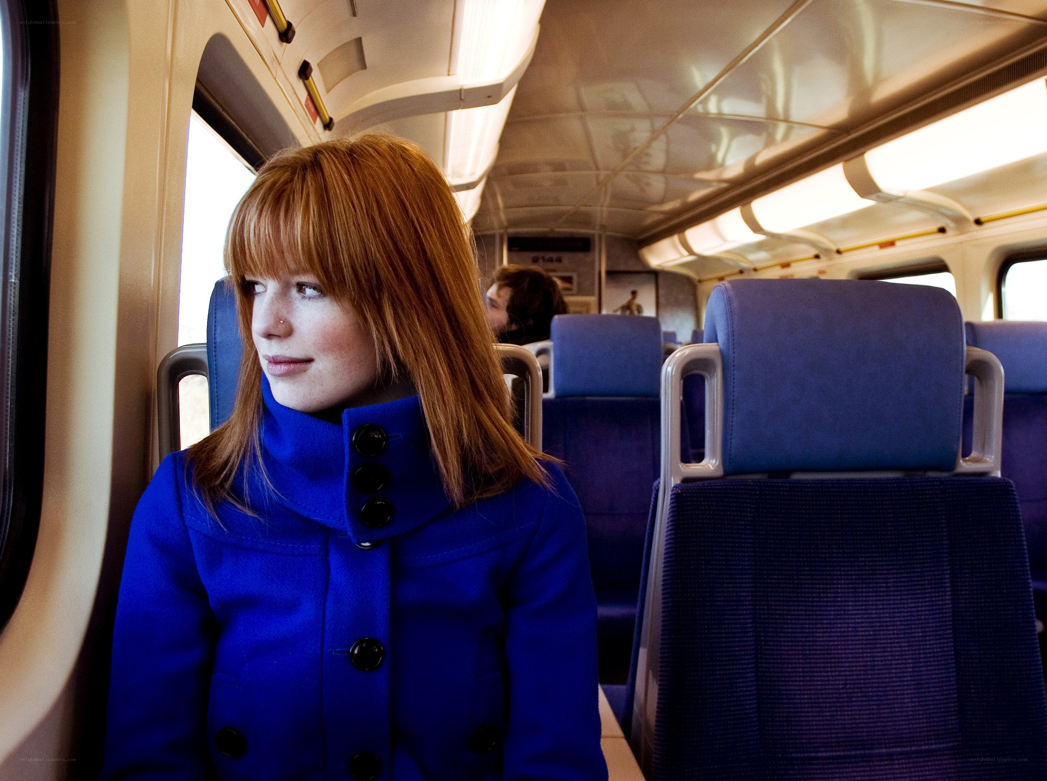 Woman on a train