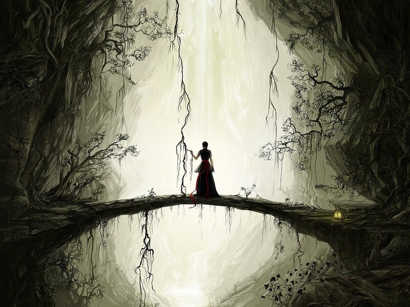 Woman on a Tree Bridge — Black