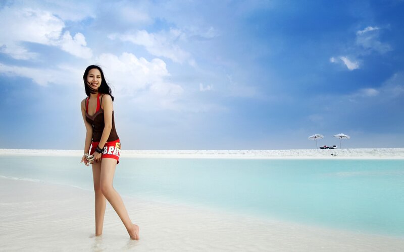 Woman on a tropical beach