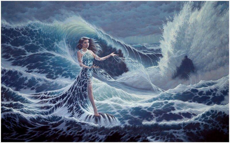 Woman on a wave