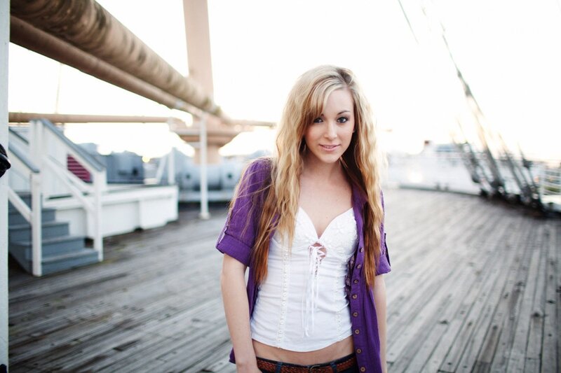 woman on a wooden deck