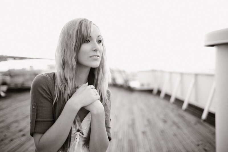 woman on a wooden deck