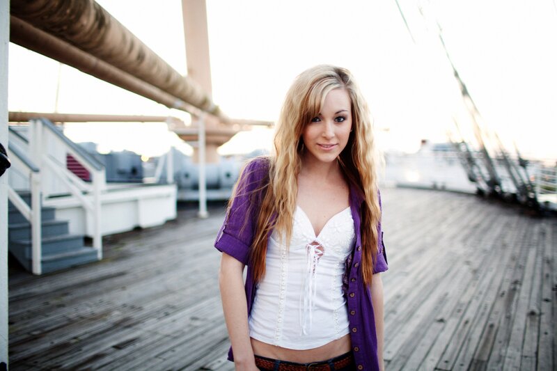 woman on a wooden deck