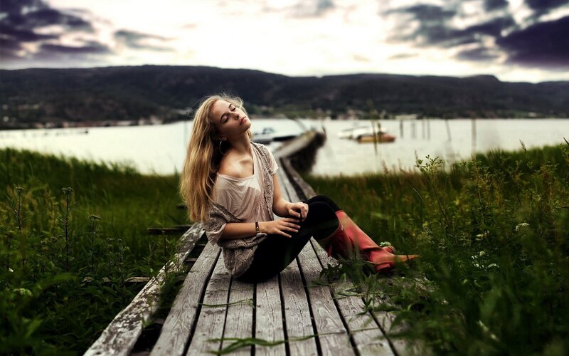 Woman on a wooden dock