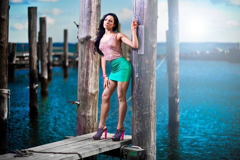 Woman on a wooden pier