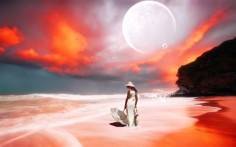 Woman on Alien Beach — Red