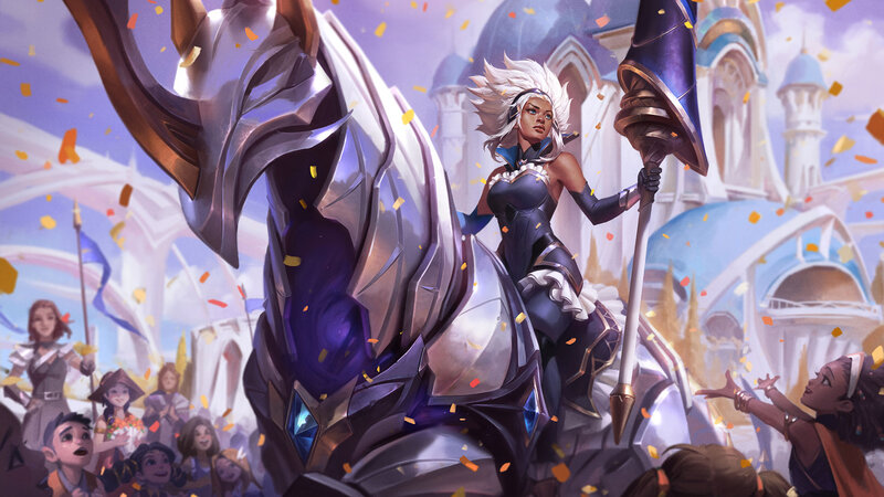 Woman on Armored Horse — Purple, Celebratory