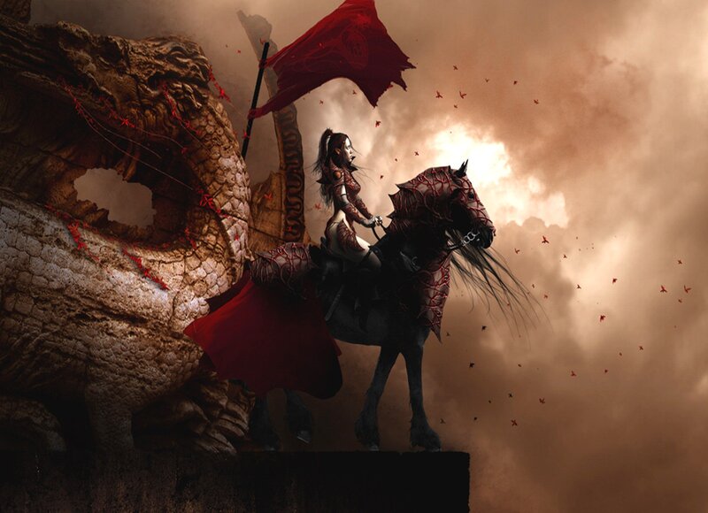 Woman on Armored Horse