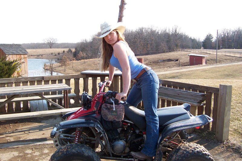Woman on ATV — Blue