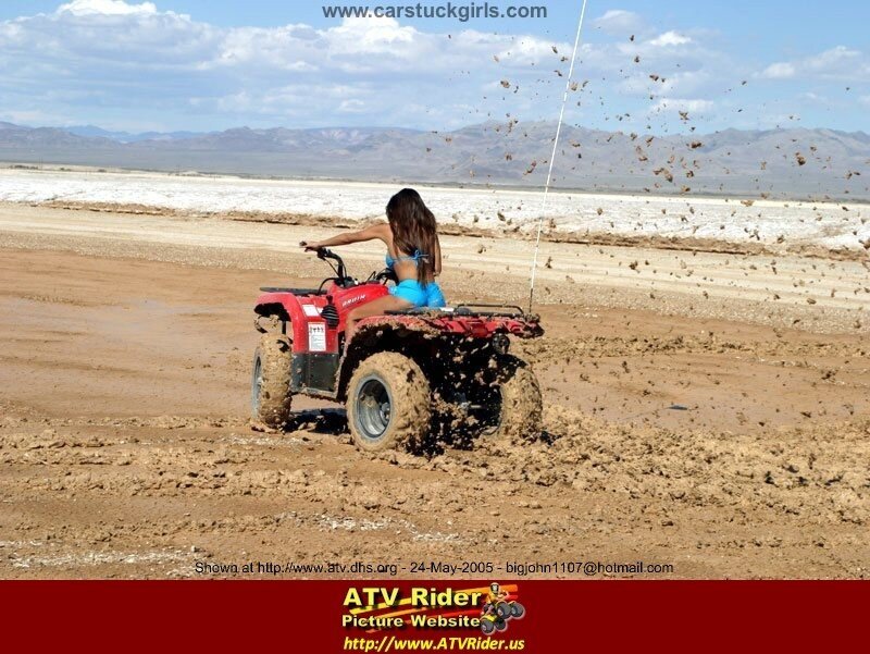 Woman on ATV — Red