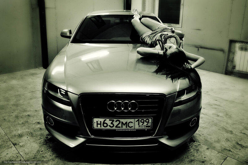 Woman on Audi hood