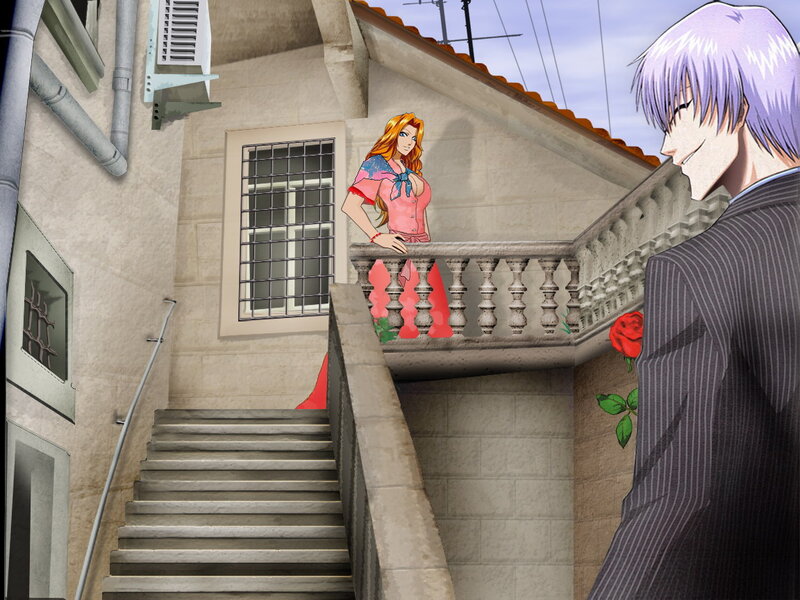 Woman on Balcony with Man