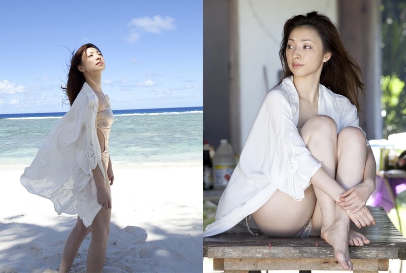 Woman on beach and sitting