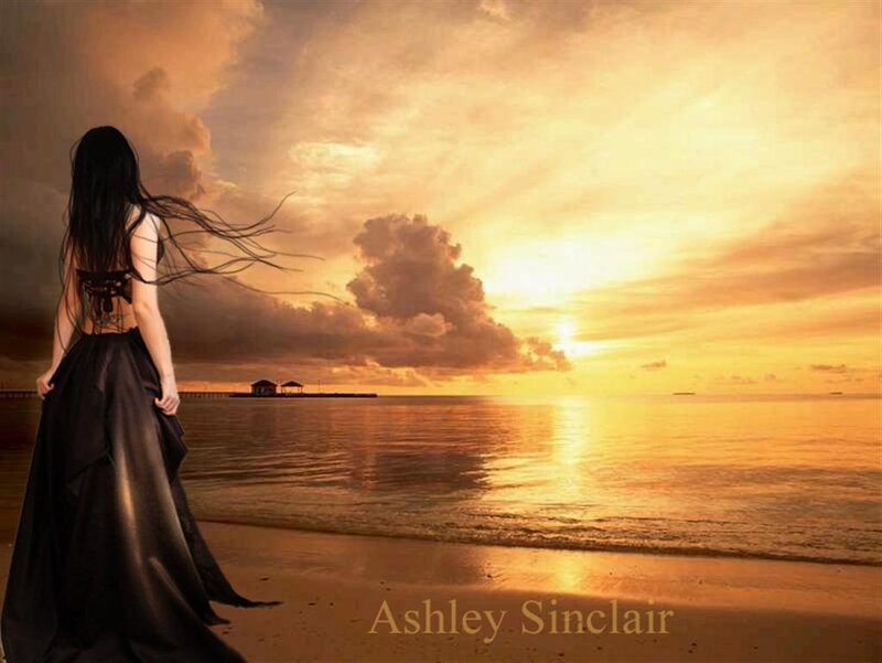 Woman on beach at sunset