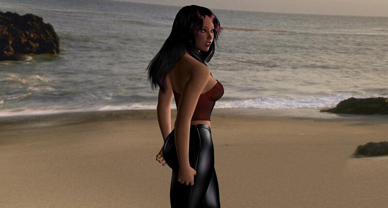 woman on beach at sunset