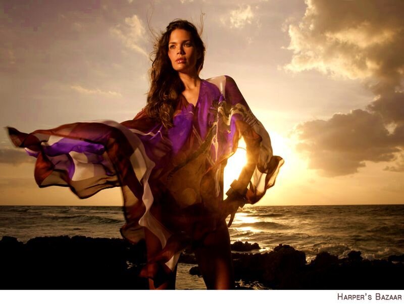 Woman on Beach at Sunset — Purple