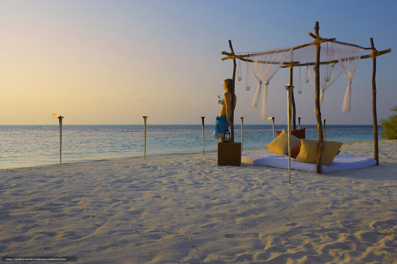 Woman on Beach at Sunset — White, Serene