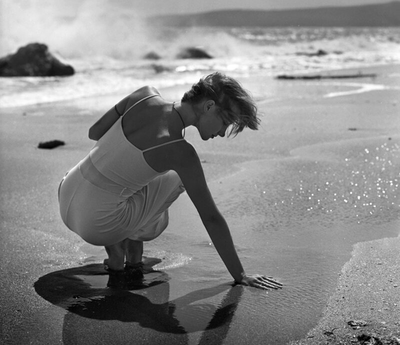 Woman on Beach — Black, Serene, Afternoon, Photograph