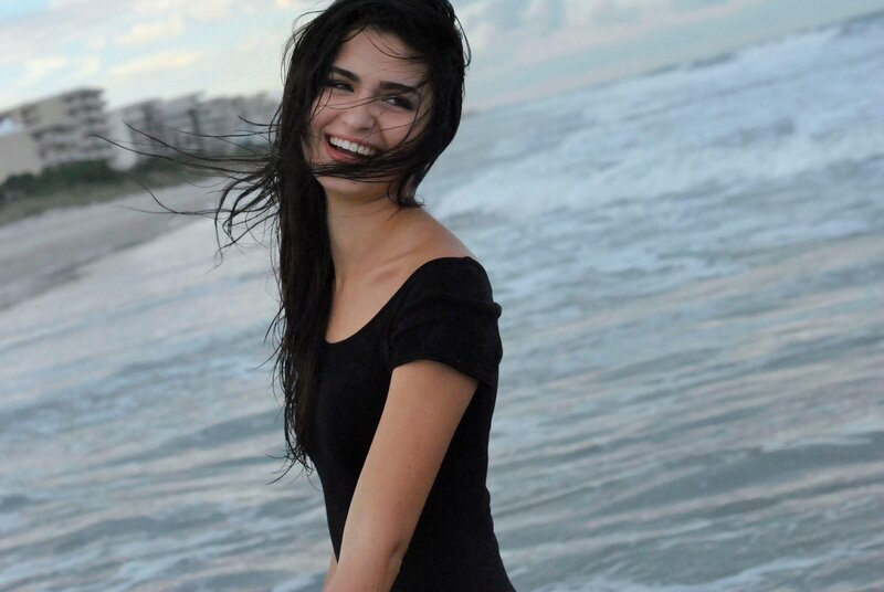 Woman on Beach — Black, Windy