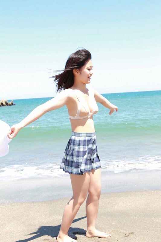 Woman on Beach — Blue, Bright, Afternoon, Photograph, Ocean